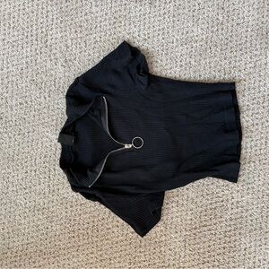 SHEIN Black Ribbed Crop Top with Zipper
